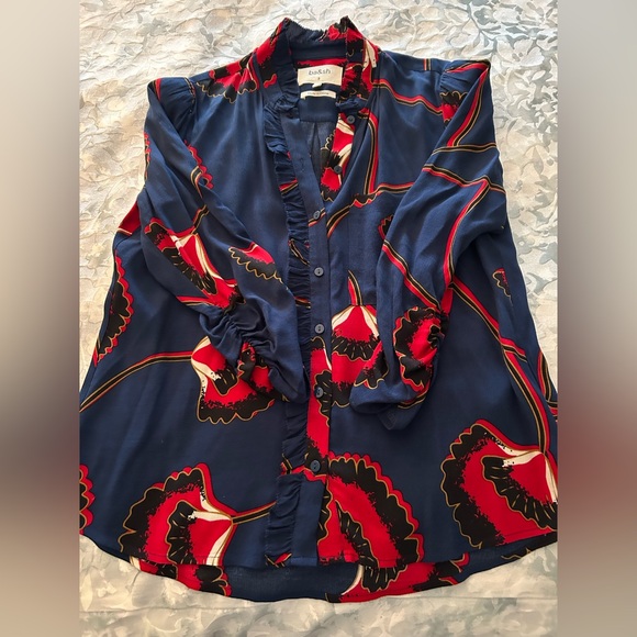 Ba$sh Laura floral ruffle detail blouse marine - Picture 3 of 6